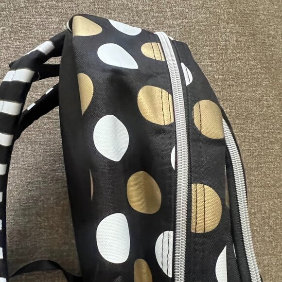 Justice Gold Black Dot Stripe "M" Initial Backpack School Bag - Picture 9 of 11